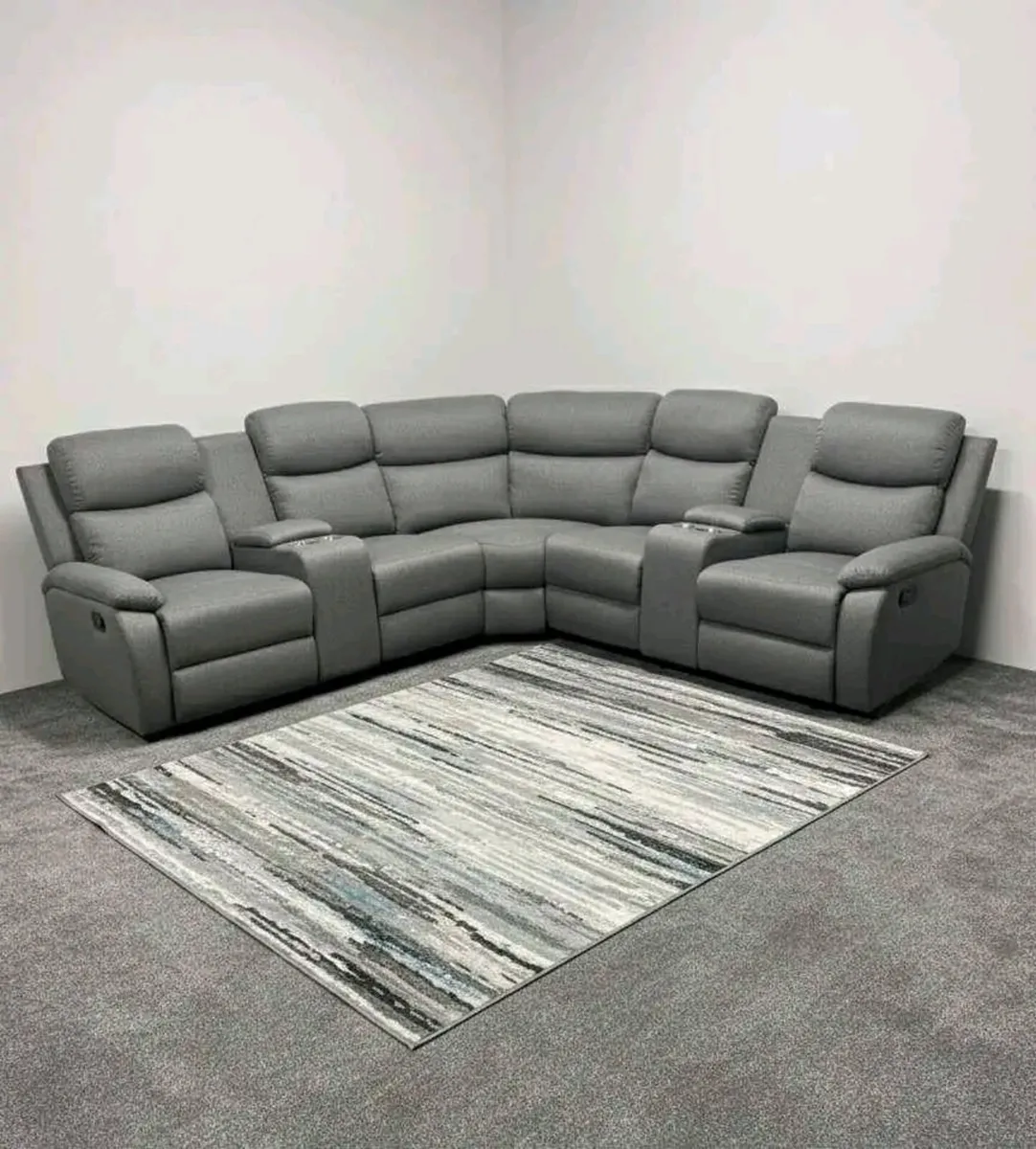 Lancaster Grey Fabric Corner Recliner Sofa - Image 1