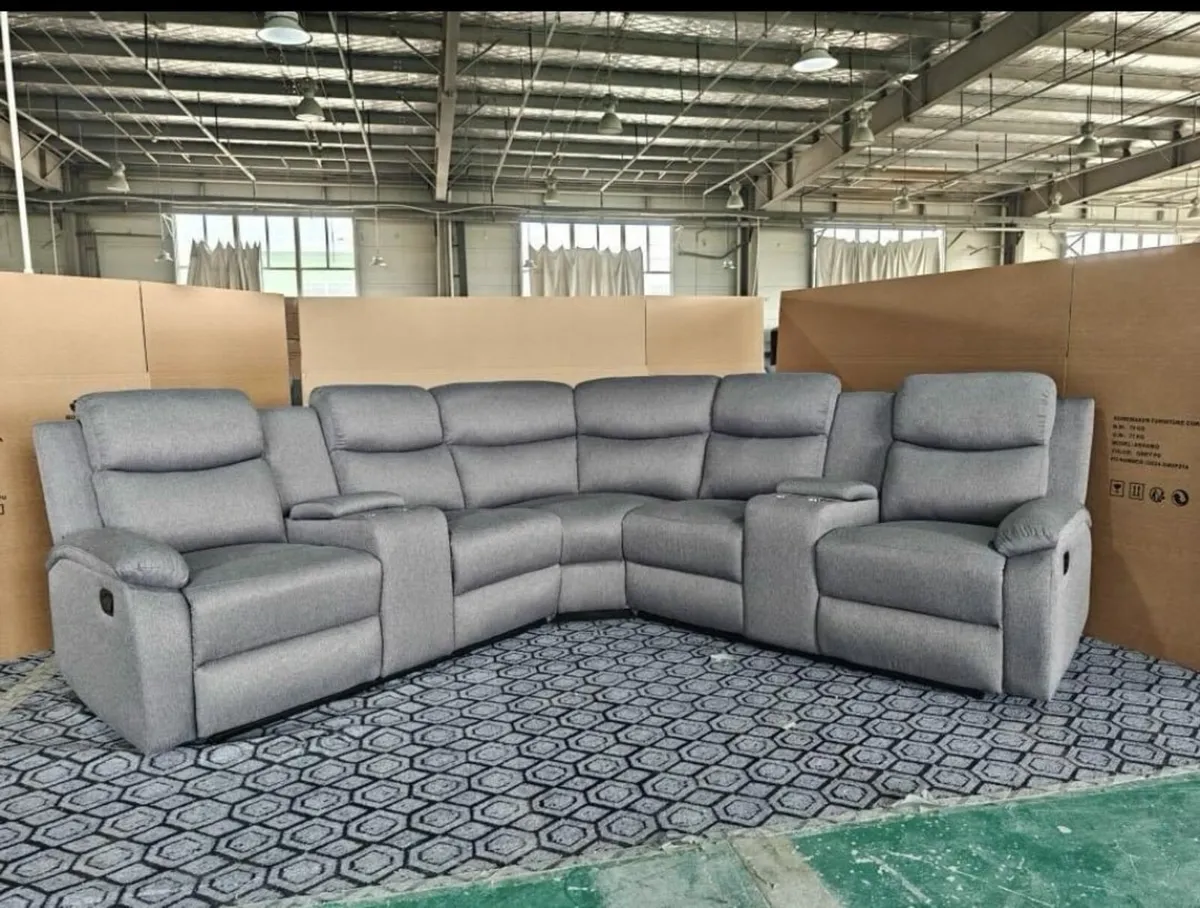 Lancaster Grey Fabric Corner Recliner Sofa - Image 2