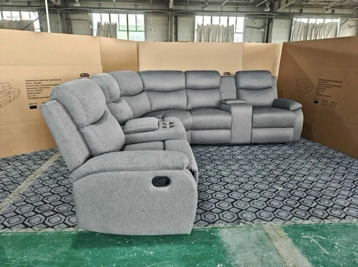 Lancaster Grey Fabric Corner Recliner Sofa - Image 3