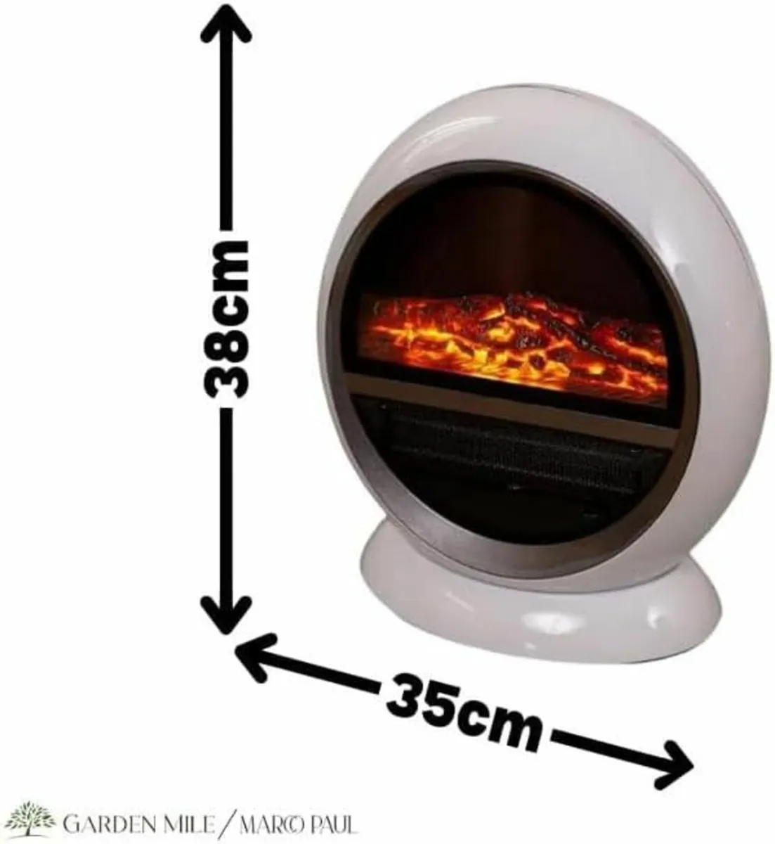 1500W White Free Stand Electric Fireplace Heater - Image 2