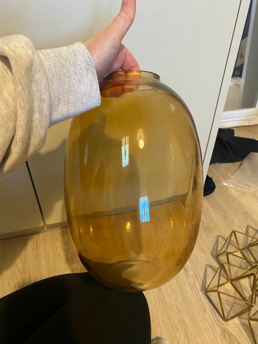 Large 3 Amber Vases - Image 1