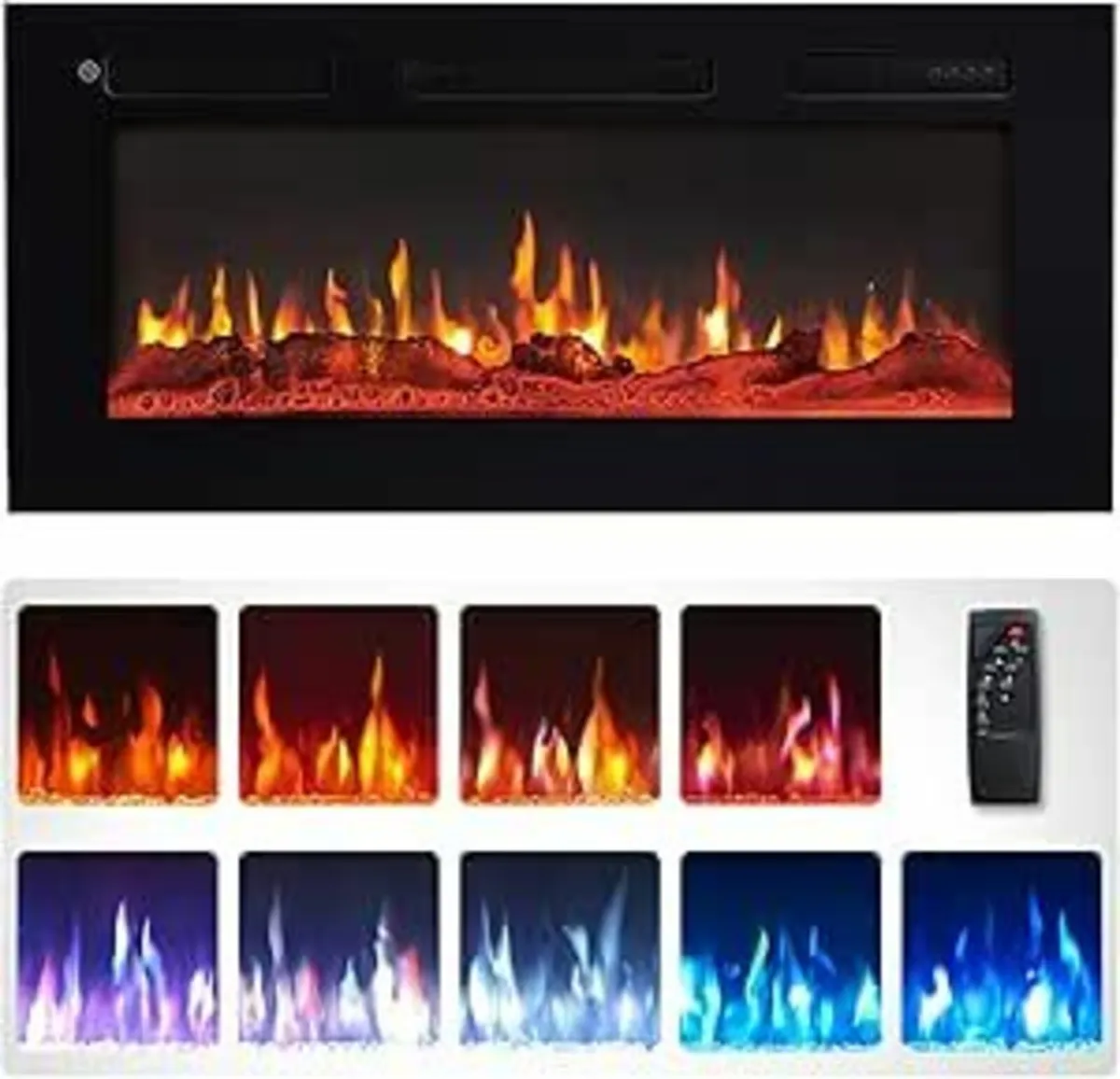 36"/92cm Electric Fireplace Wall Mounted 9 Colour - Image 2