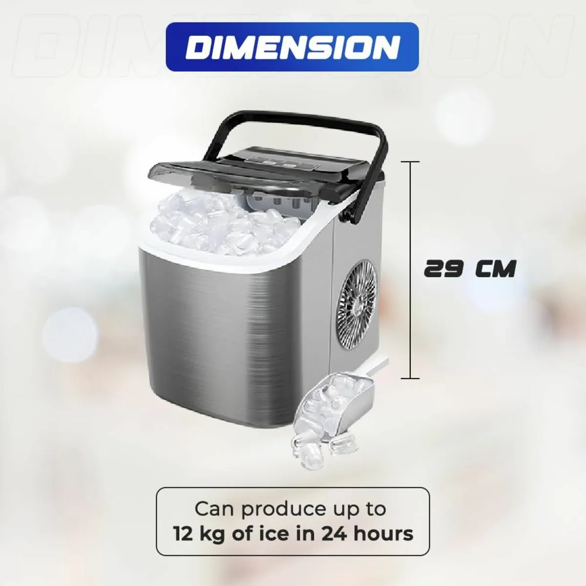 Ice Maker Machine 9 Cubes Ready in 6 Mins 12 kg - Image 2