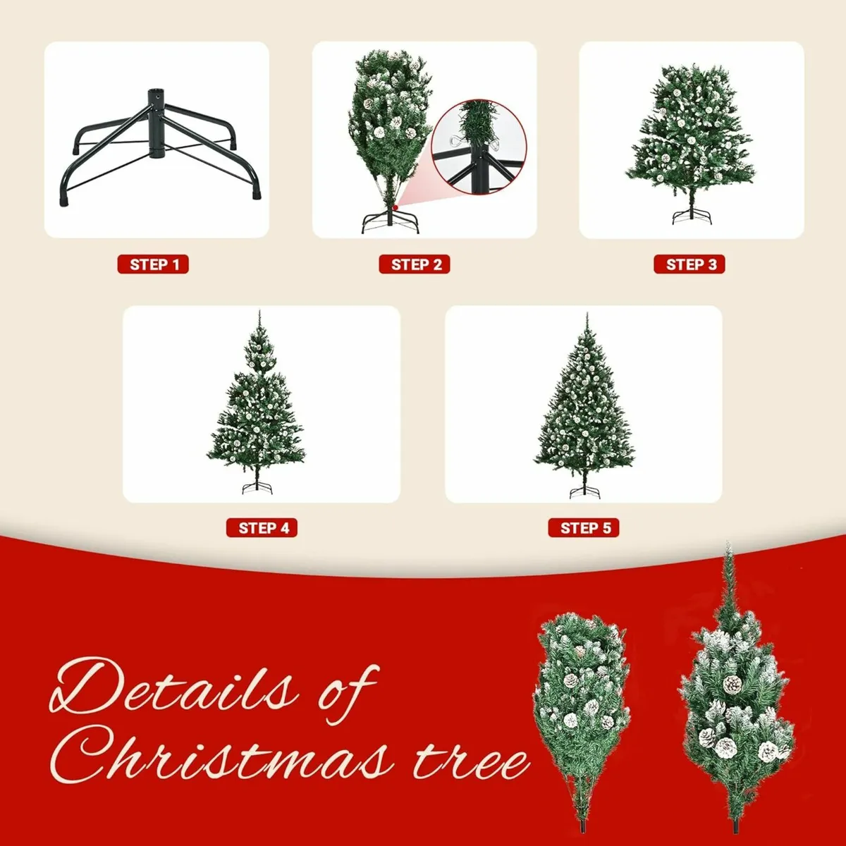 120cm/4ft Fold-Out Artificial Christmas Tree - Image 2