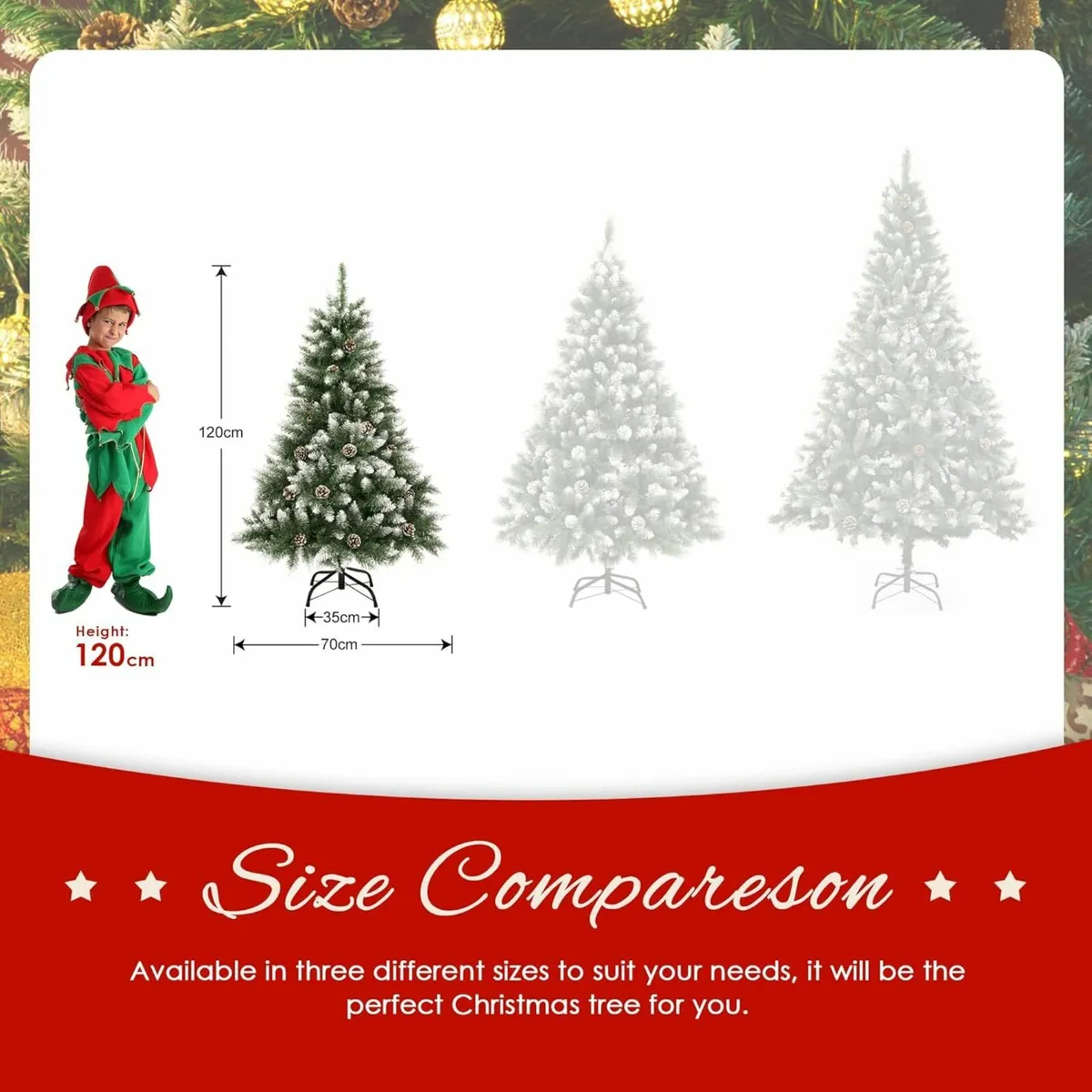 120cm/4ft Fold-Out Artificial Christmas Tree - Image 4