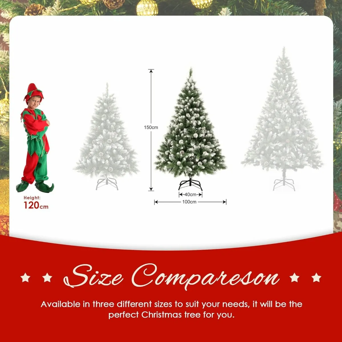 150cm/5ft Fold-Out Artificial Christmas Tree Pine - Image 2