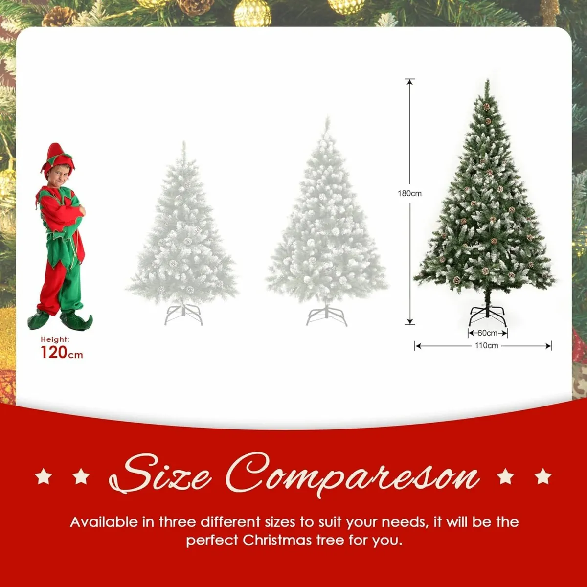 180cm/6ft Fold-Out Artificial Christmas Tree Pine - Image 2