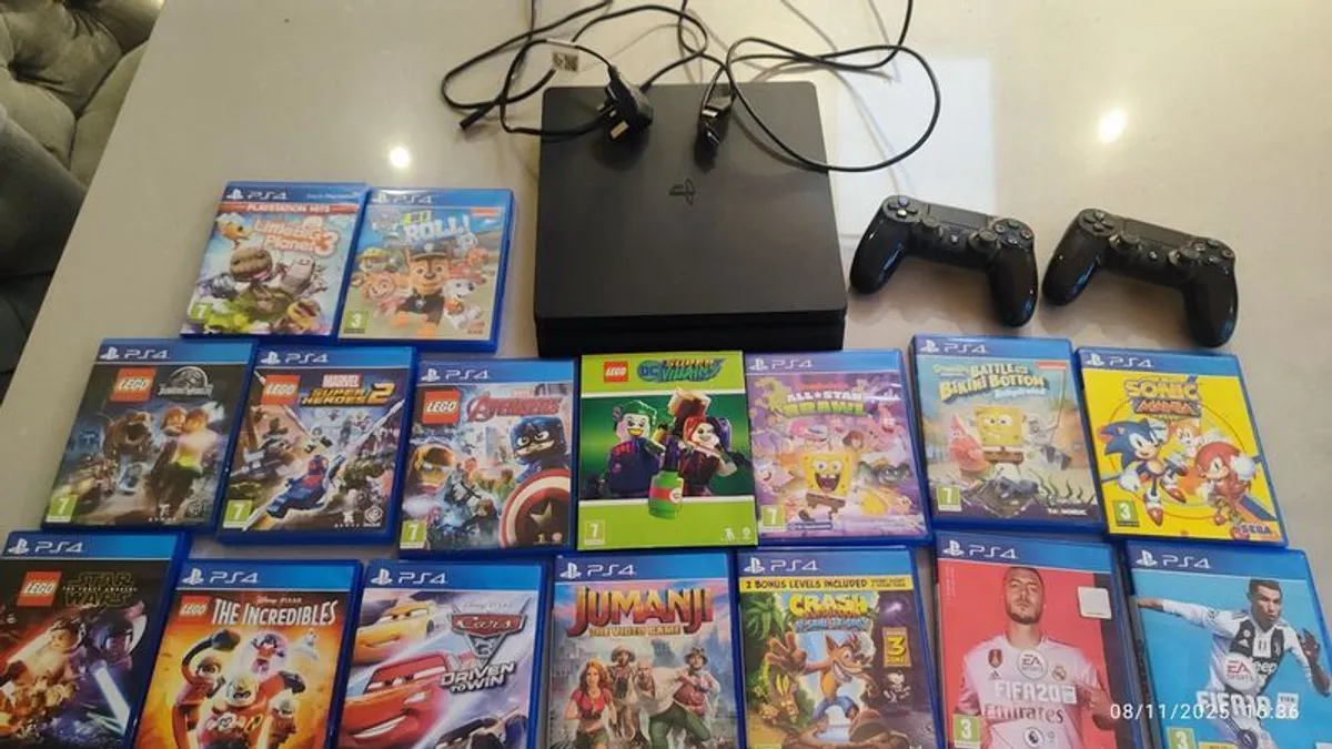 PS4 Slim bundle incl controllers and games - Image 1