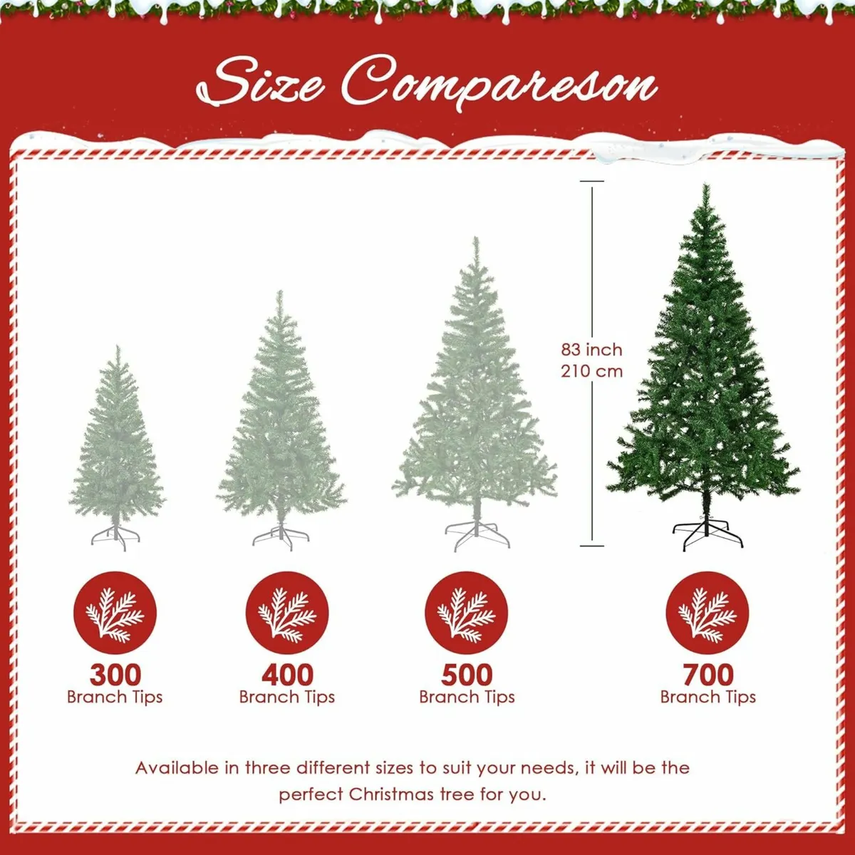 210cm/7ft Fold-Out Artificial Christmas Tree - Image 4