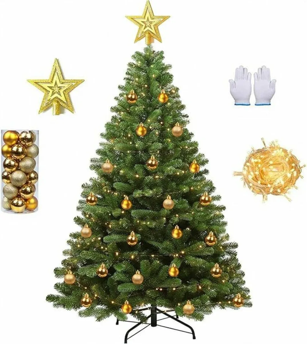 6ft Artificial Christmas Tree 180cm LED Lights - Image 1