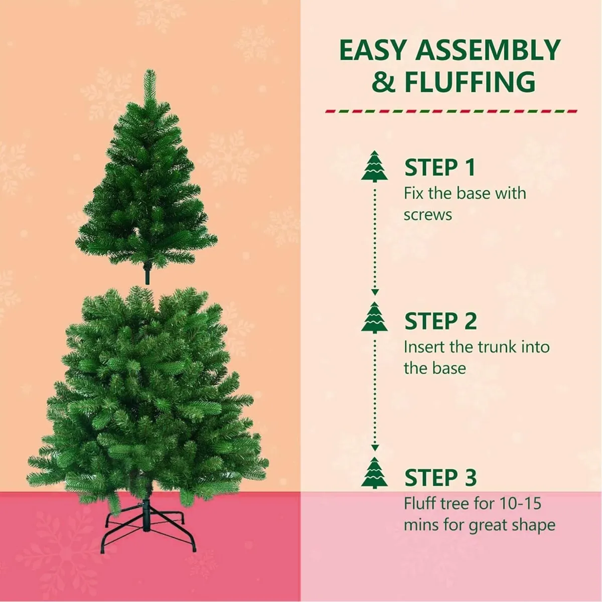 6ft Artificial Christmas Tree 180cm LED Lights - Image 2