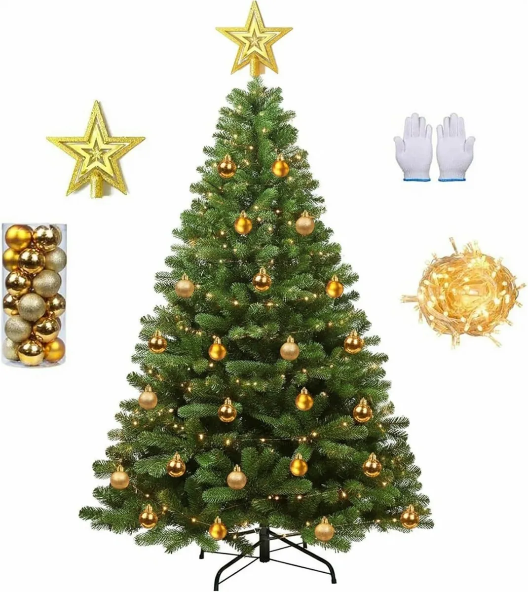 6ft Artificial Christmas Tree 180cm LED Lights - Image 3