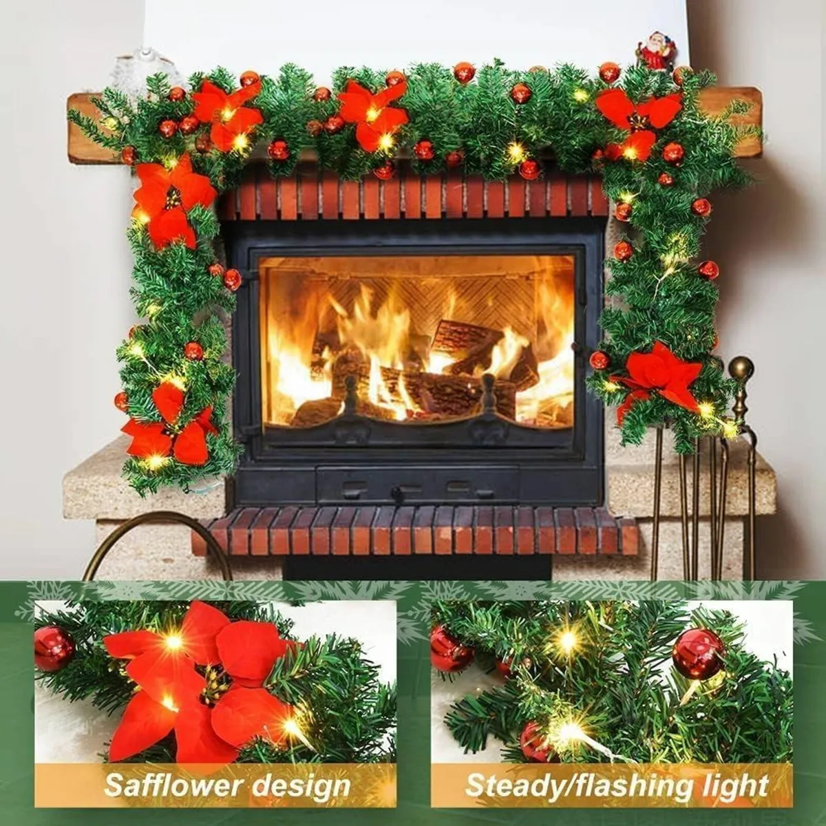 Christmas Garland LED Lights, 2.7M/9FT Illuminated - Image 2