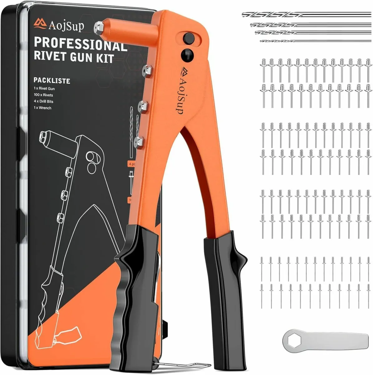 Rivet Gun Set, Pop Rivet Gun 100pcs Metal Rivets a