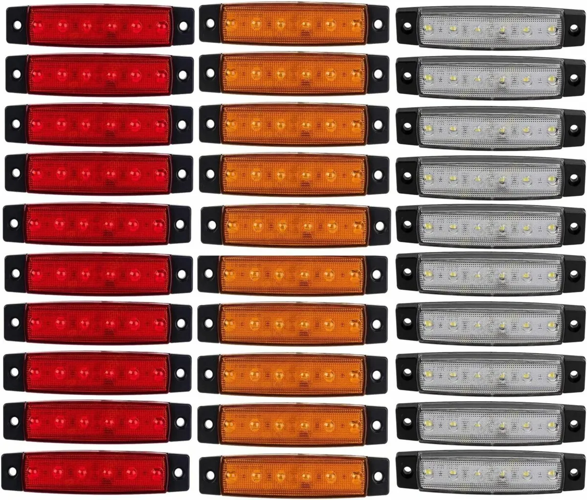 30pcs 12V 6 LED Red+White+Yellow Truck Trailer Sid - Image 2