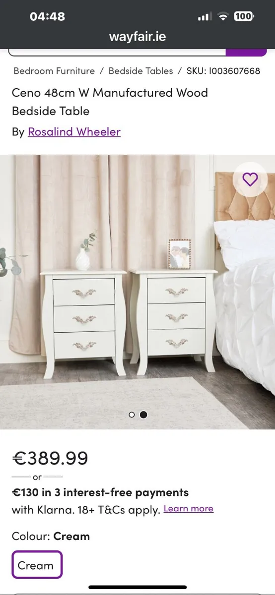 New 2 x  French Chic Bedside Tables - Image 1