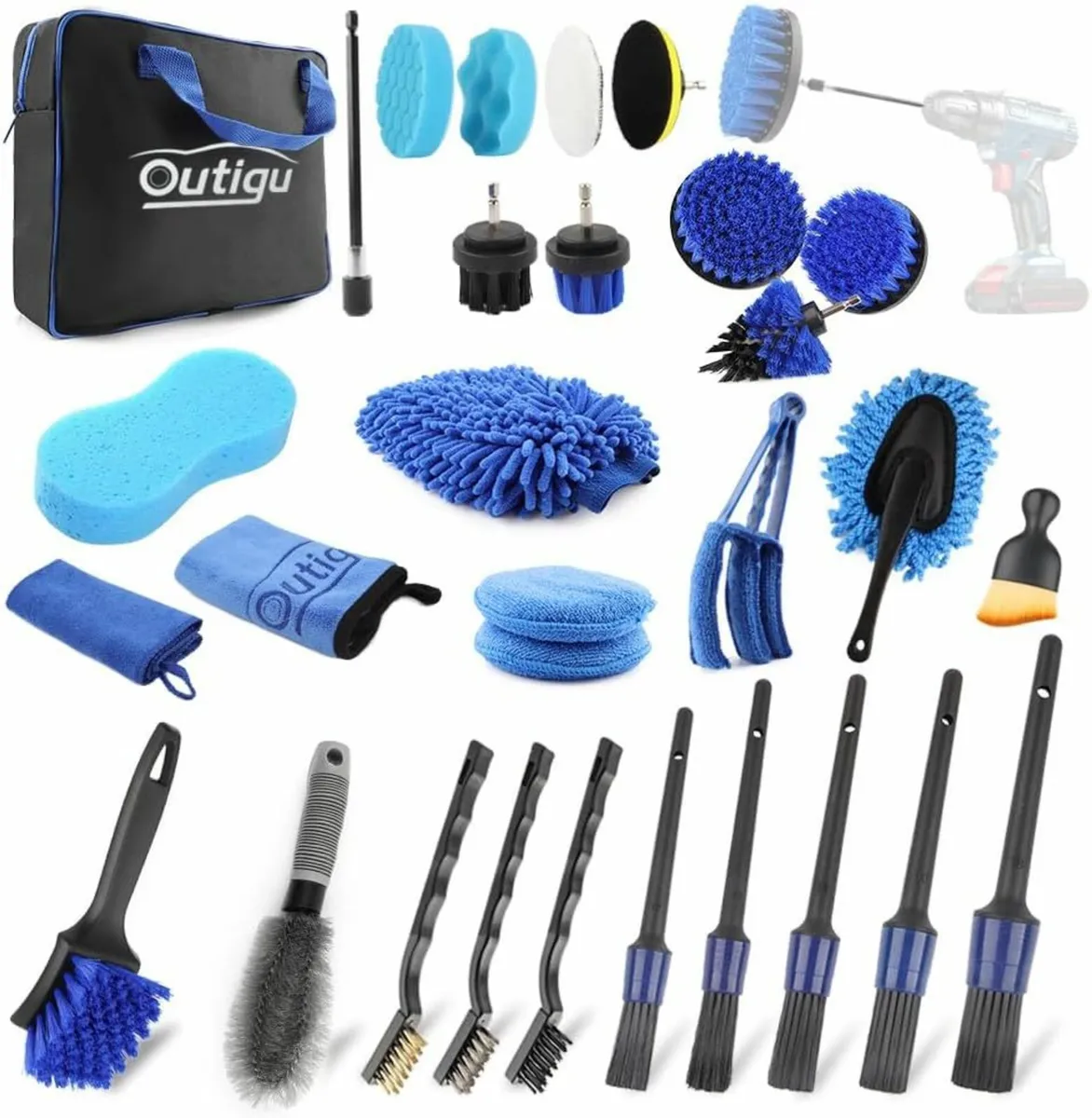 Car Cleaning Kit, 30 Piece Car Detaling Kit, Drill