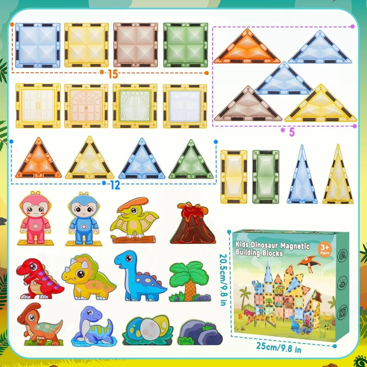 60 PCS Magnetic Tiles for Kids, 3D Magnetic Blocks - Image 2