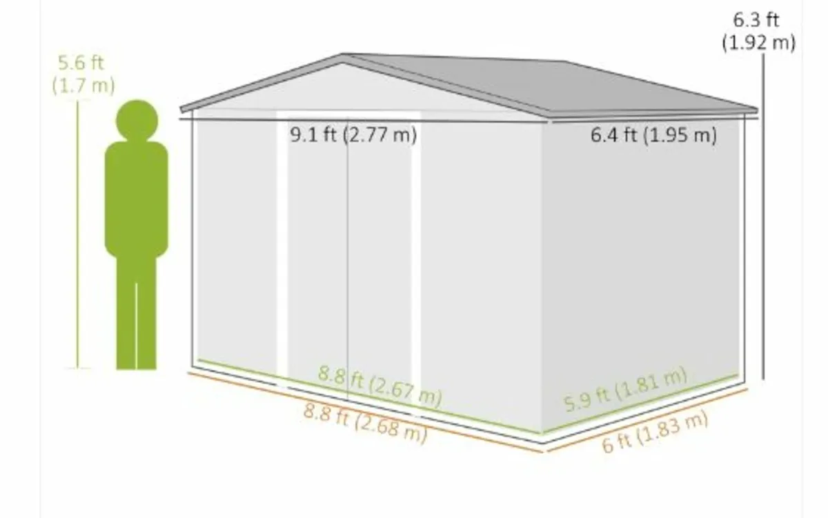 Garden Metal Shed ...size: 9X6 foot - Image 4