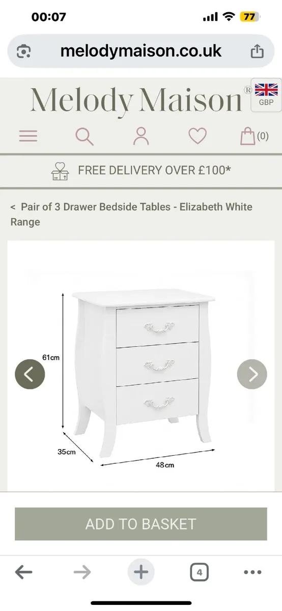 New 2 x  French Chic Bedside Tables - Image 2