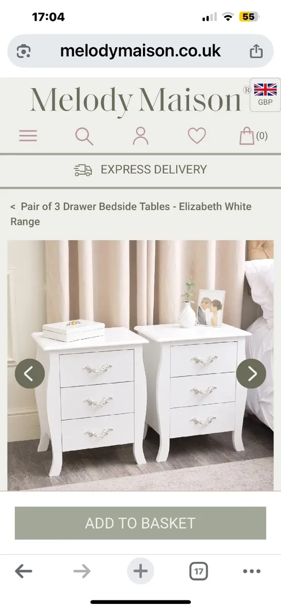 New 2 x  French Chic Bedside Tables - Image 3