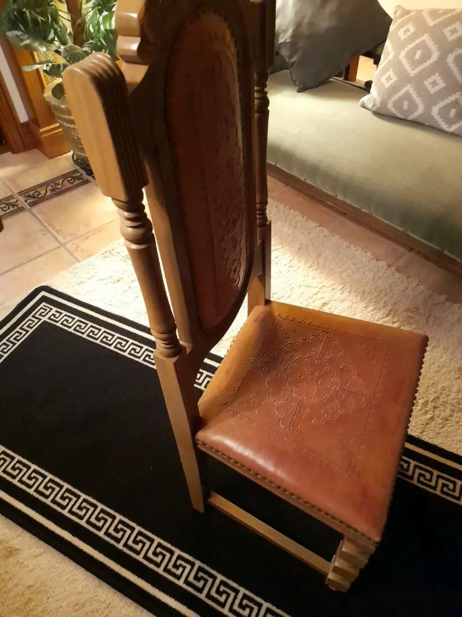 Leather high back hall chair - Image 1