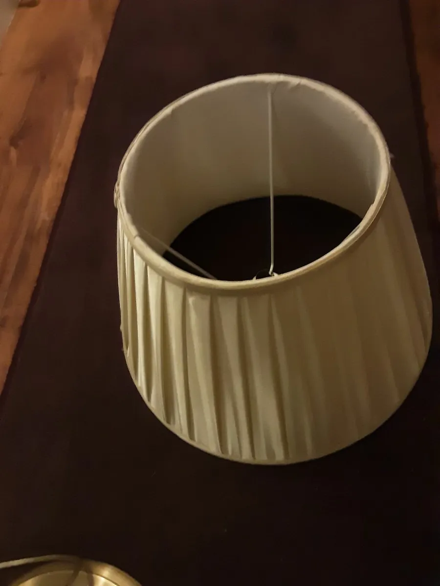 Standard brass heavy lamp with pleated shade colle - Image 3