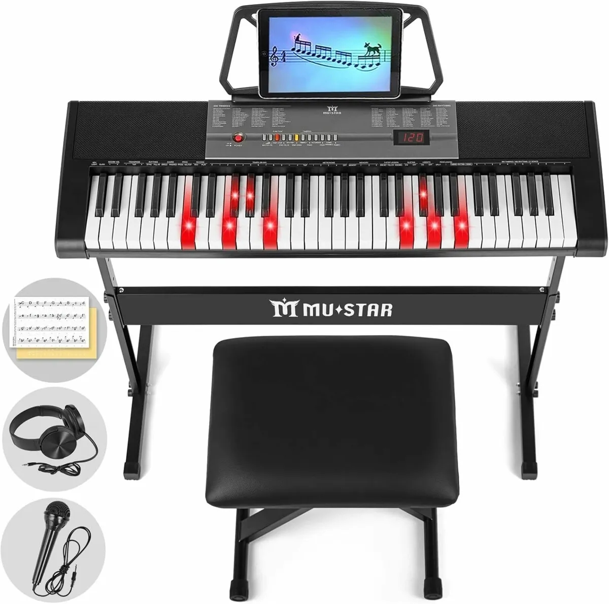 61 Key Electronic Keyboard Piano Lighted up Keys - Image 1