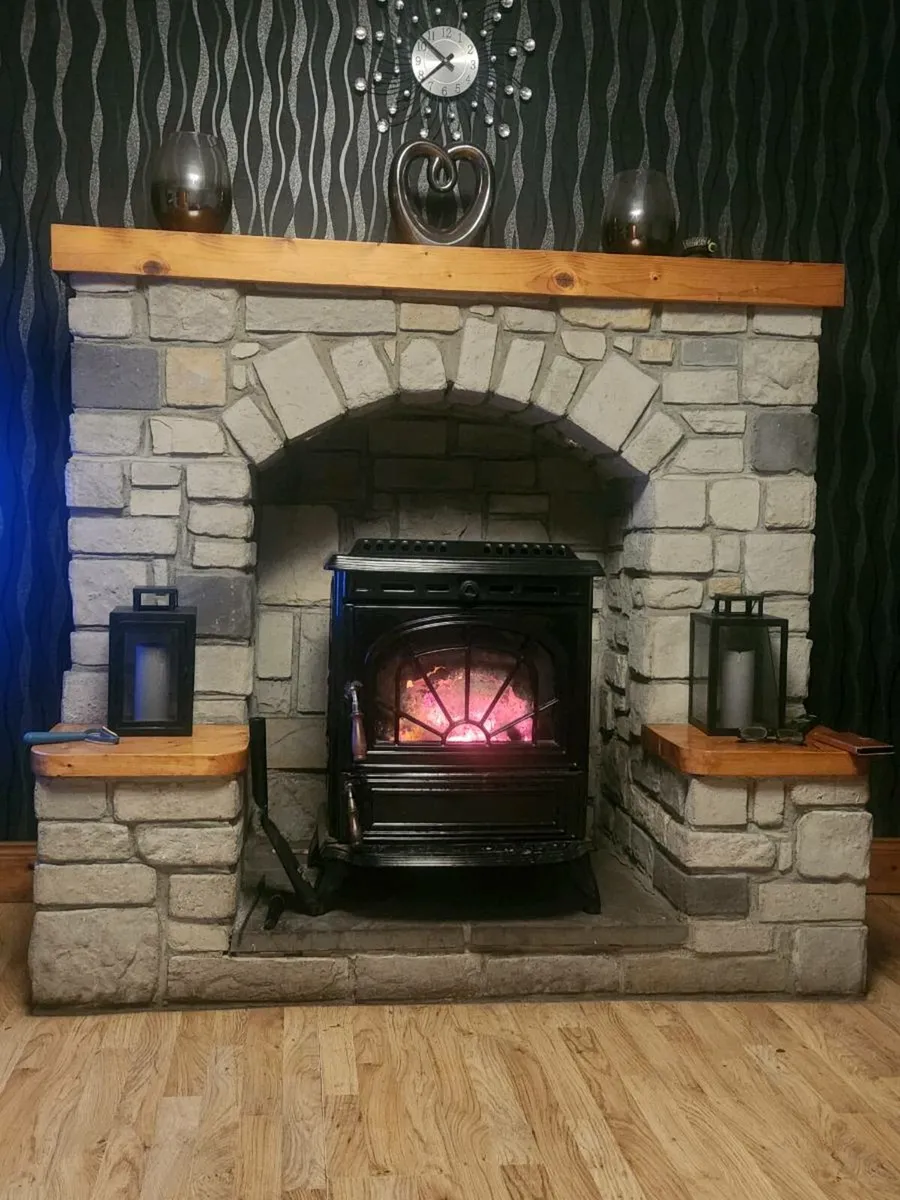 Stone affect fireplace