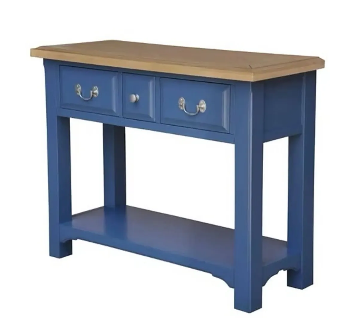 Marine Blue 3 Drawer Console Table, New - Image 1