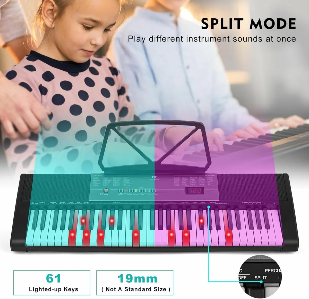 61 Key Electronic Keyboard Piano Lighted up Keys - Image 2