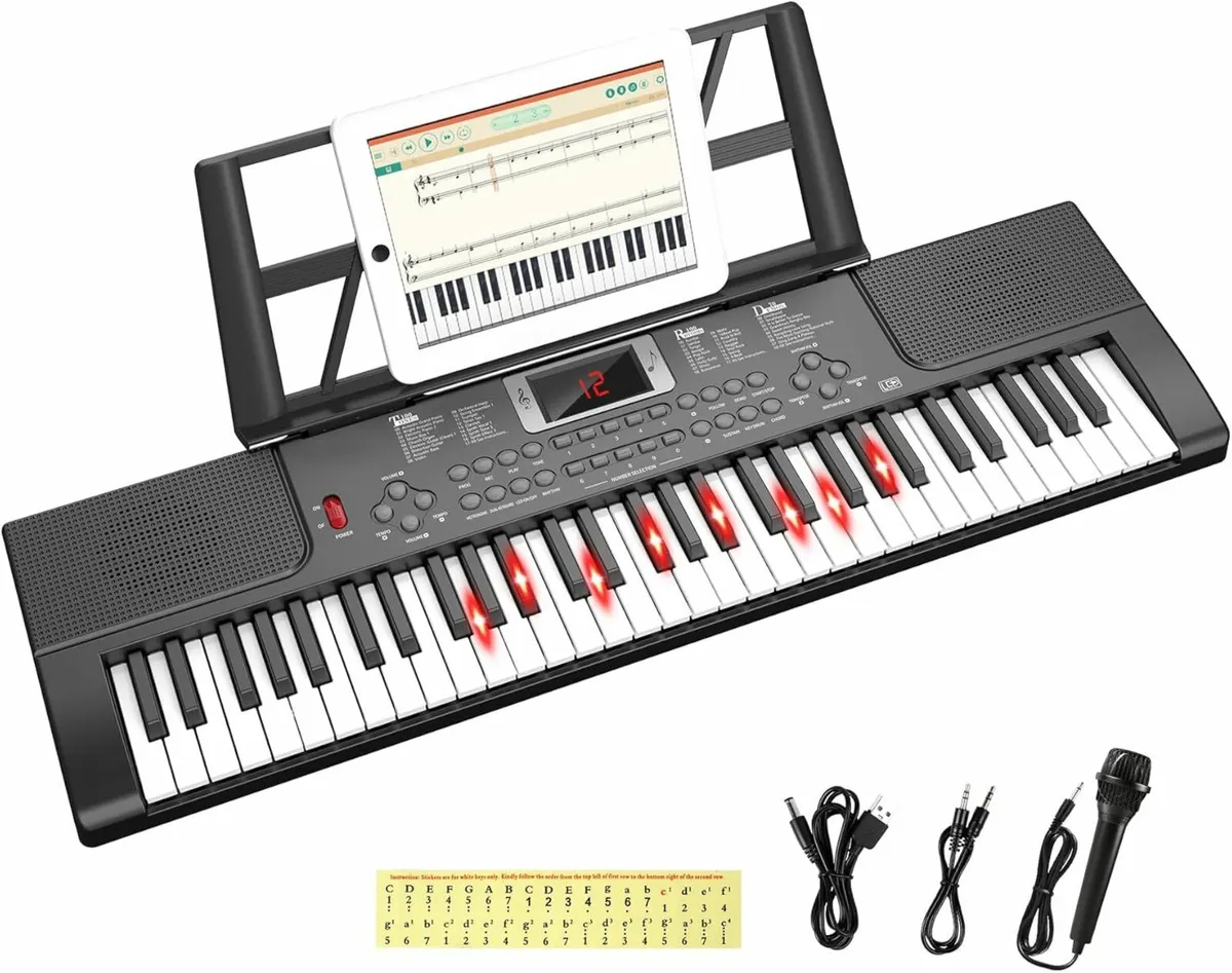 Electronic Keyboard Piano 61 Keys LED Gift Kids - Image 1