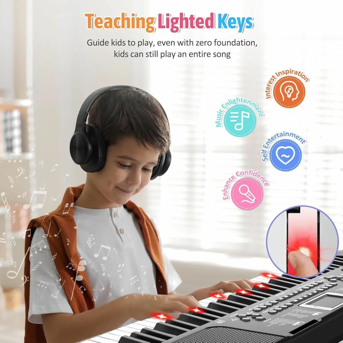 Electronic Keyboard Piano 61 Keys LED Gift Kids - Image 3