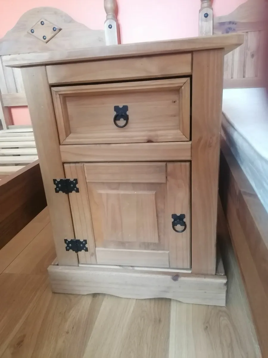 2 x Mexican Pine single beds with lockers - Image 3