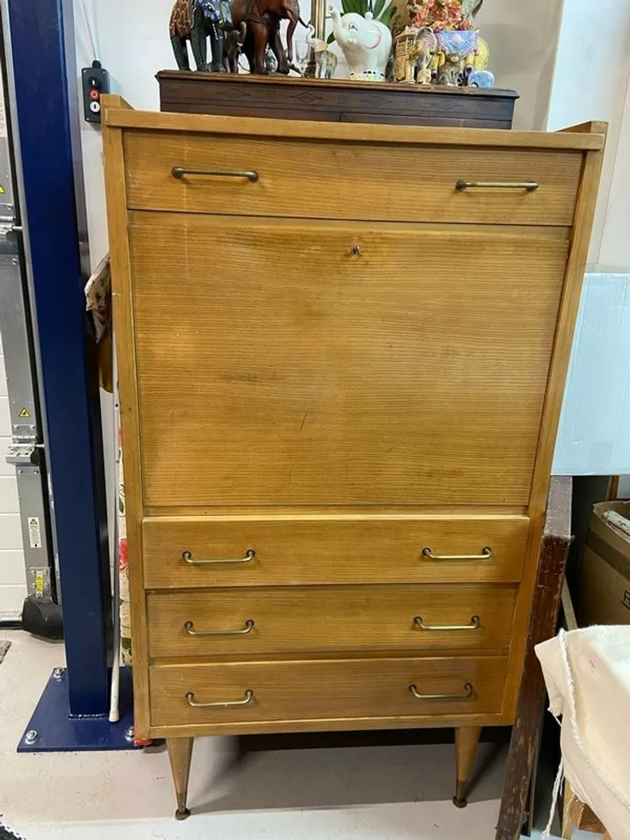Vintage MCM Secretaire drop down Desk - Image 1