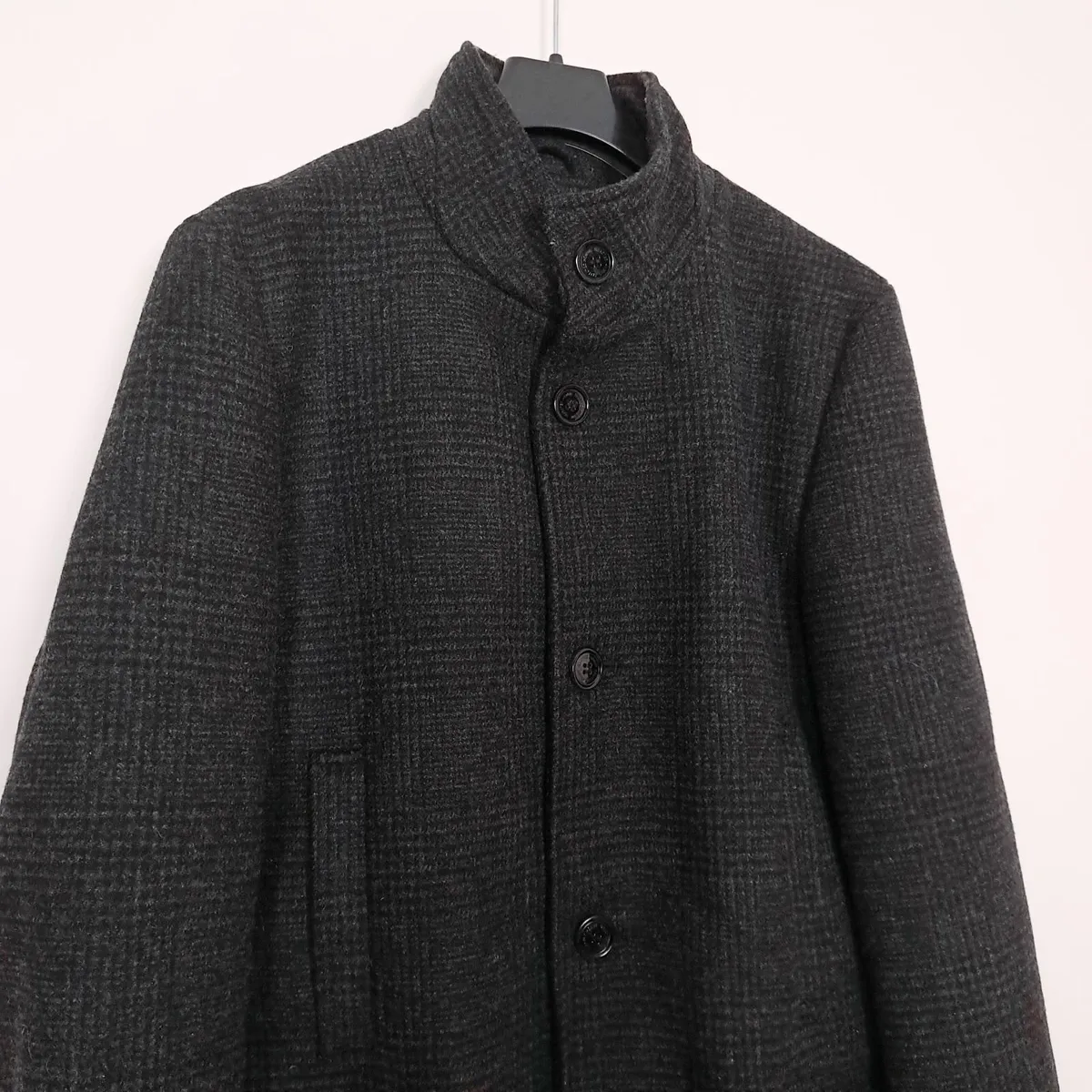 Selected Homme Charcoal Grey Wool Coat Mens Size L - Image 3