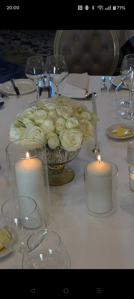Wedding Decor - gold glass centerpieces+ hurricane - Image 2