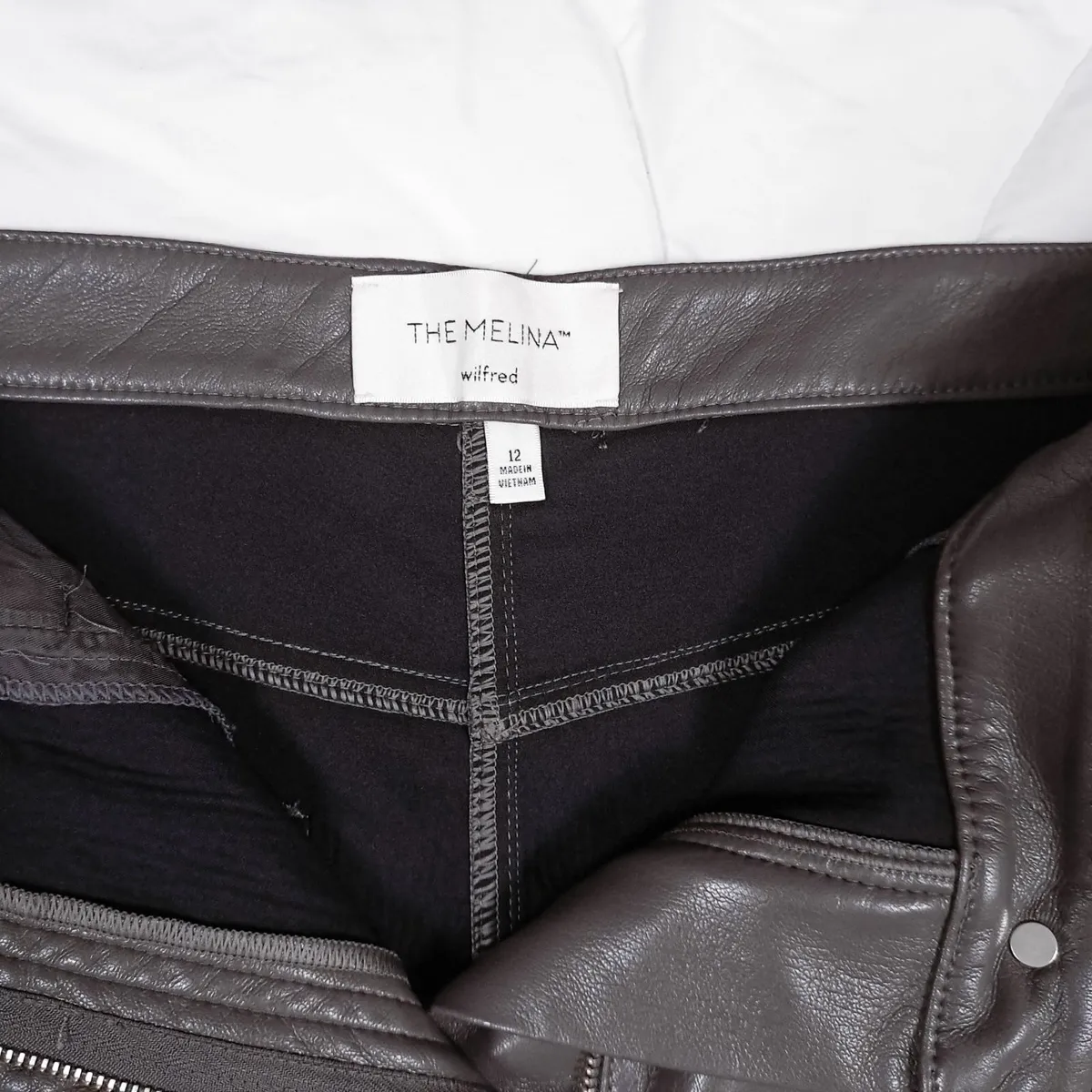 Wilfred Grey Brown Vegan Leather Trousers 14UK - Image 3