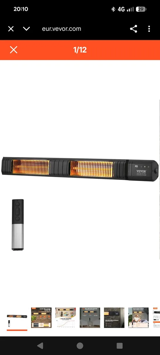 VEVOR Infrared Heater, 3000W Remote Control Electr - Image 3
