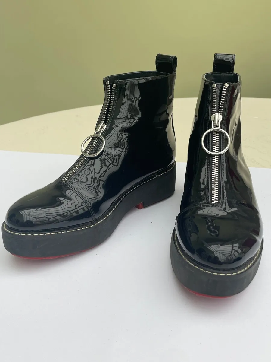 ZARA Black Patent Ankle Boots - Image 1