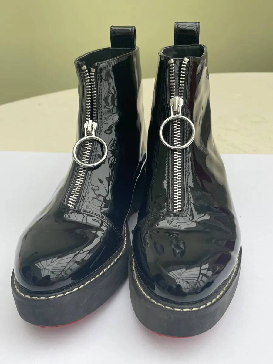 ZARA Black Patent Ankle Boots - Image 2