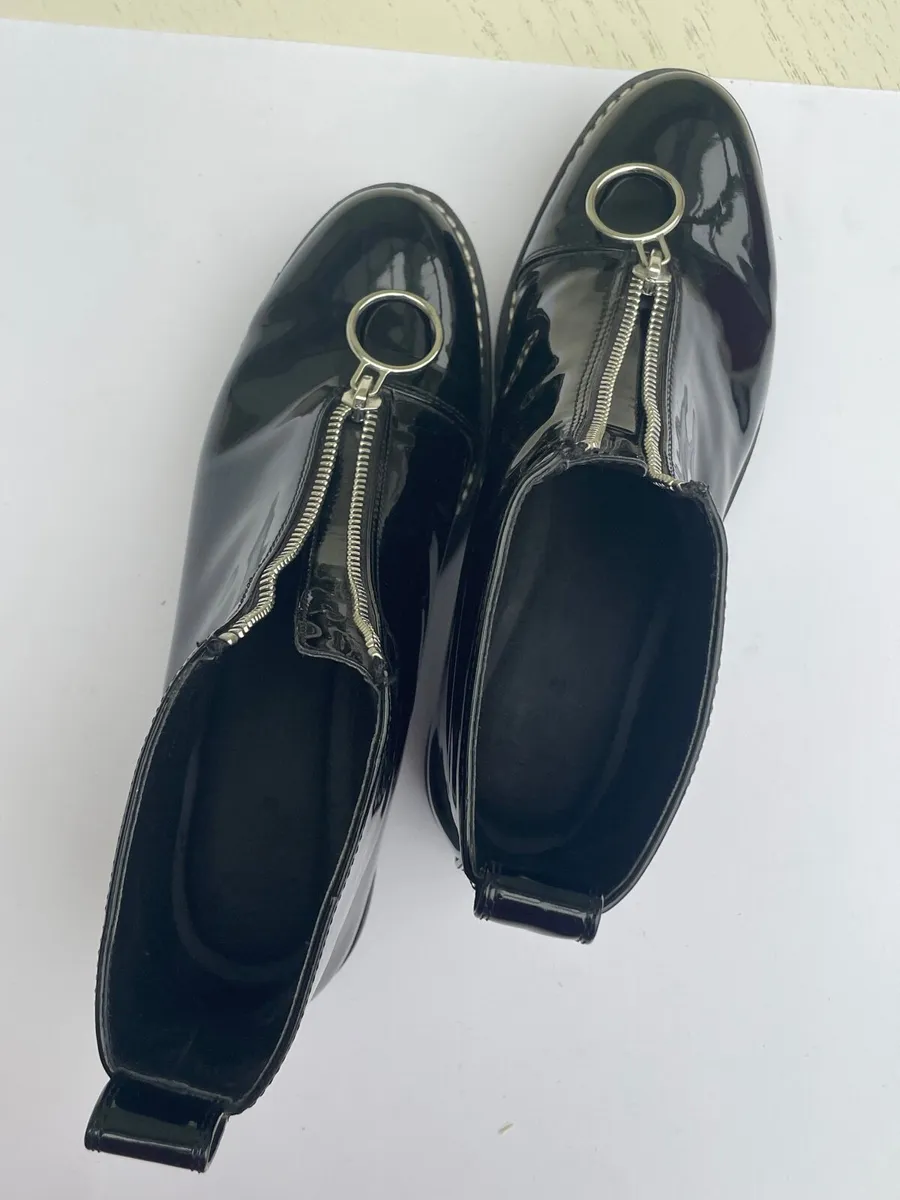 ZARA Black Patent Ankle Boots - Image 4