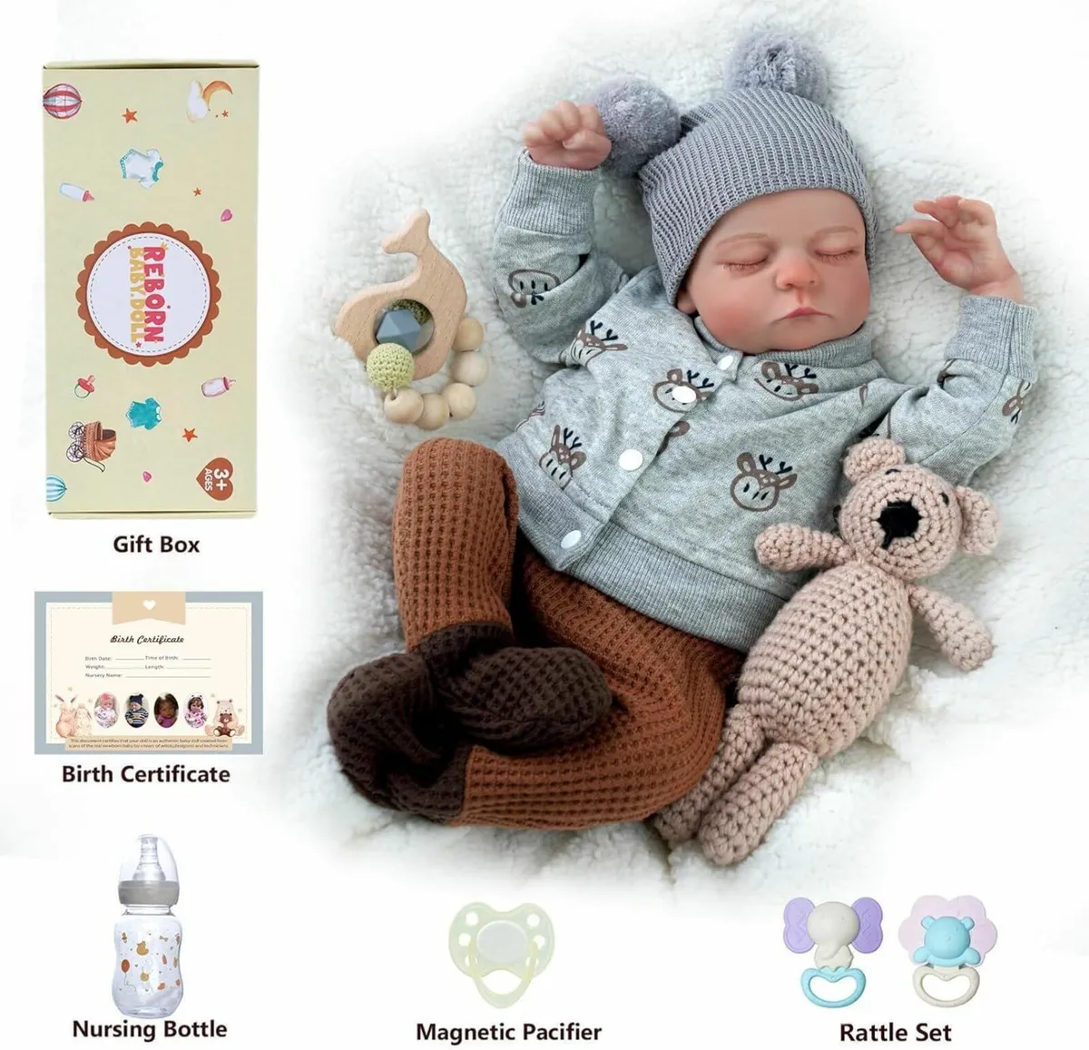 Reborn Baby Boy Doll – 17" Realistic Newborn | Ful - Image 1