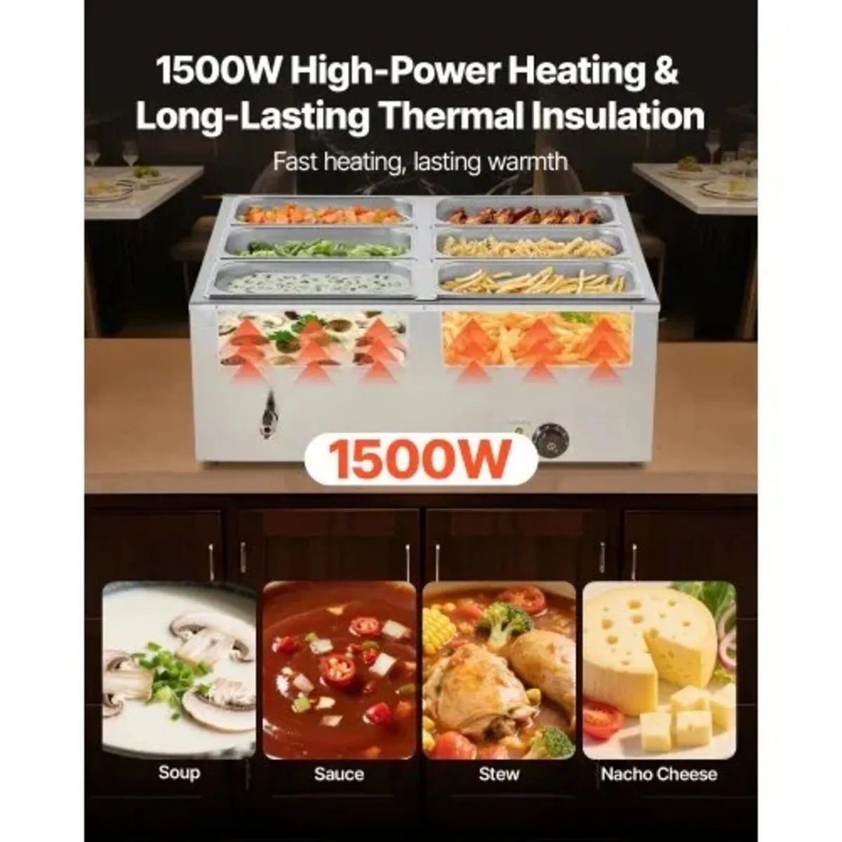 BAIN MARIE NEW Commercial Food Warmer, 1500W - Image 3