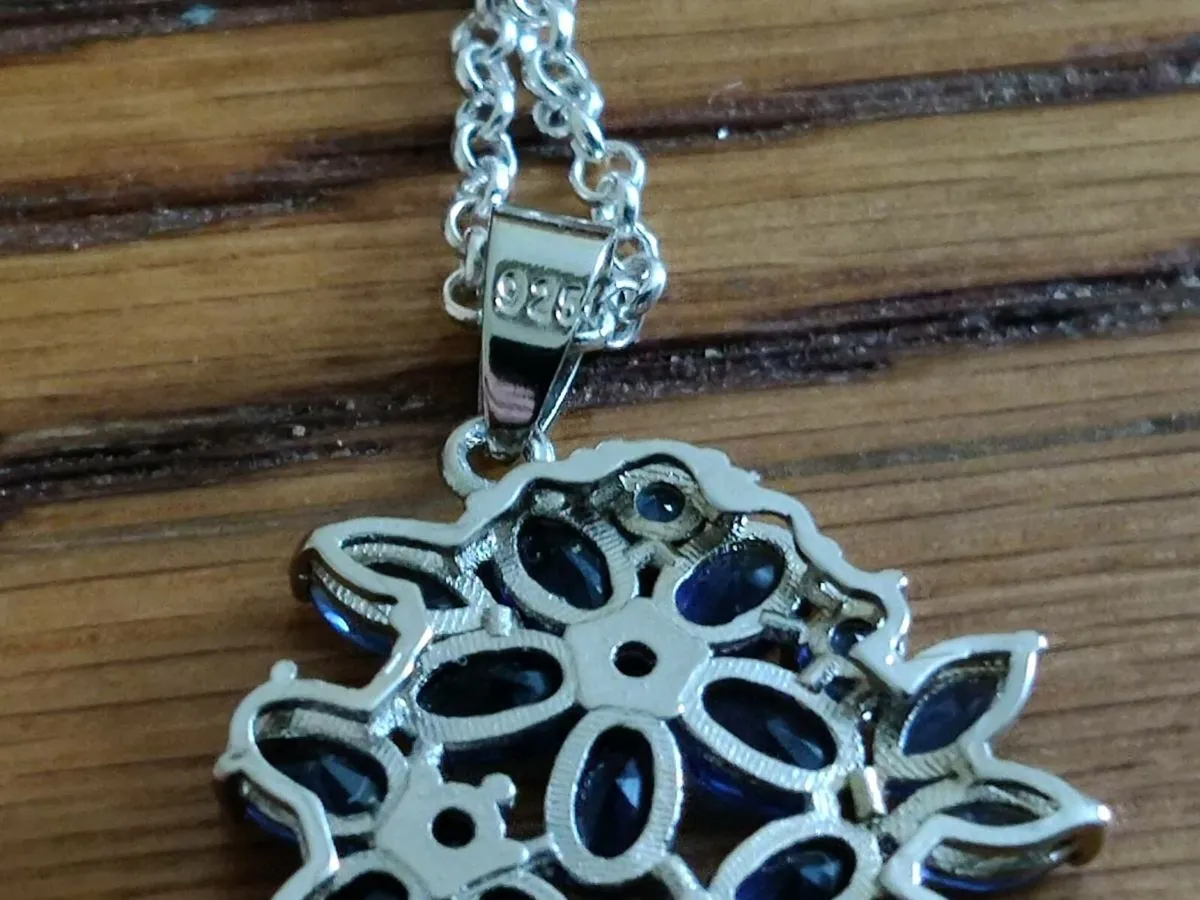 CHUNKY SAPPHIRES, 925 Silver 18"Belcher Necklace ! - Image 4