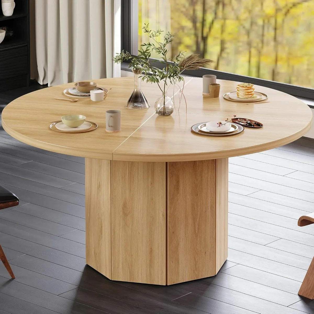 Wooden Round Dining Table for 4, Modern 120 CM - Image 3