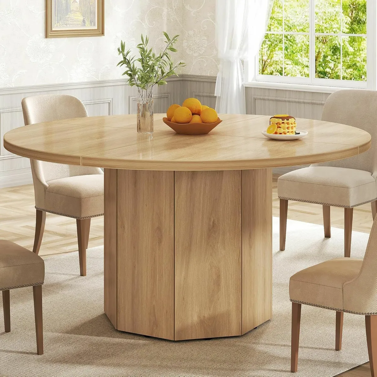Wooden Round Dining Table for 4, Modern 120 CM - Image 4