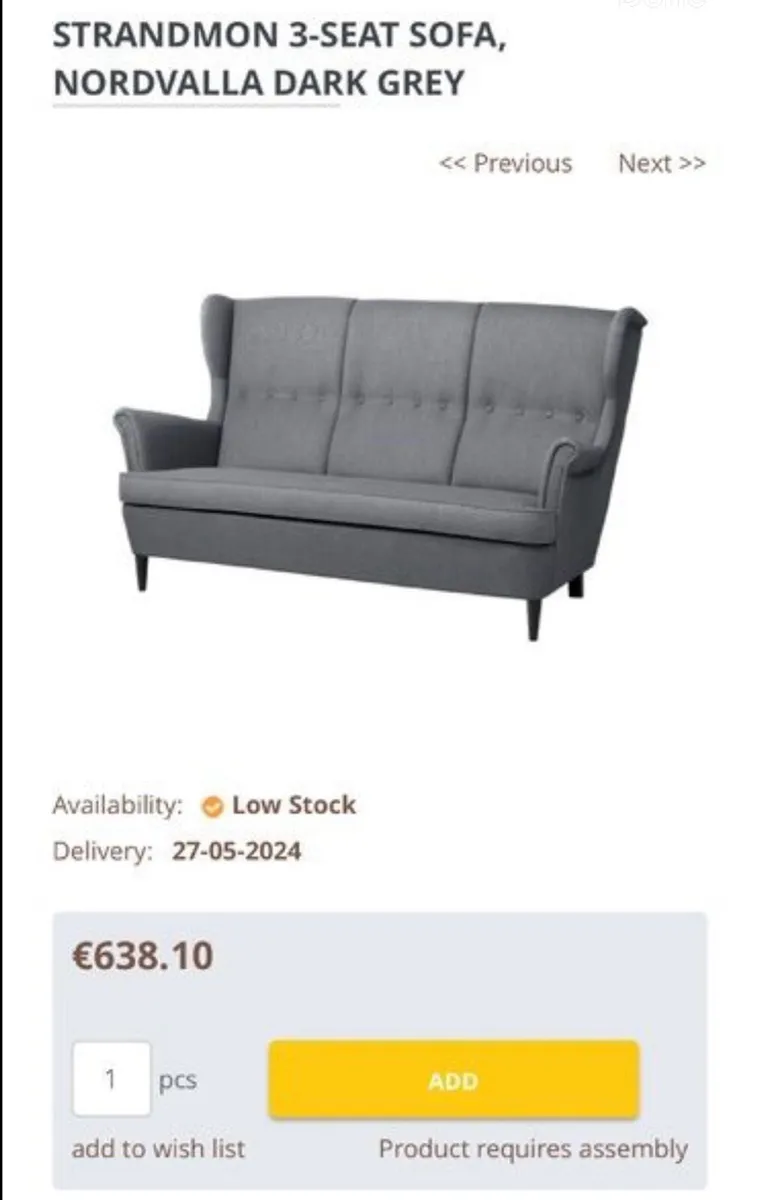IKEA Strandmon 3 seater wingback sofa - Image 2