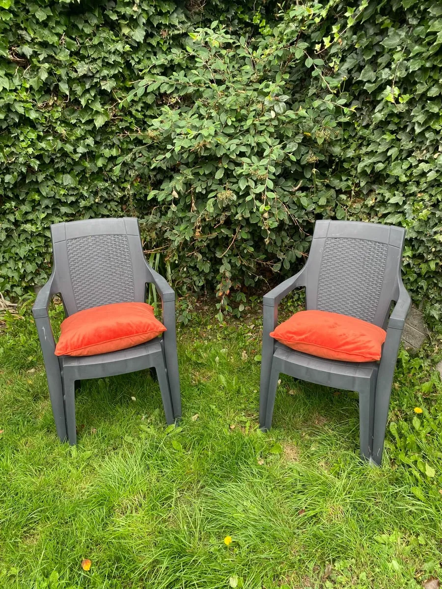 2 Grey Garden Chairs - Image 1