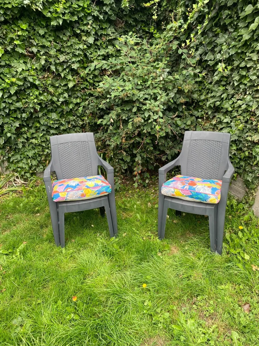2 Grey Garden Chairs - Image 2